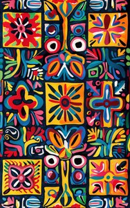 Pintura de arte naïf colorida para quarto e sala de estar Decoração de parede de F. Abderrahim