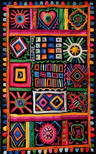 Padrão de tapete ingénuo tradicional colorido para impressões de tela e decoração de arte de parede de F. Abderrahim