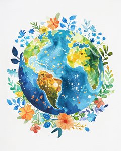 Decoração de parede Peace: aquarela boho planeta terra berçário de F. Abderrahim