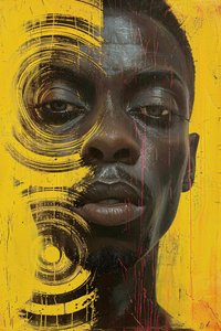 Impressões em tela online de homem negro com rosto de homem negro, abstractas e minimalistas de F. Abderrahim
