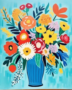 Flores de inspiração Matisse num vaso | impressões de arte floral para decoração de parede de F. Abderrahim