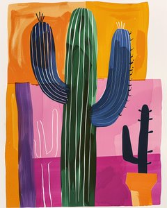 Pintura de cactos em tela de arte de parede imprime estilo botânico Henri Matisse de F. Abderrahim