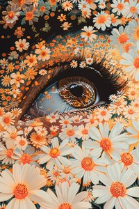 Olhos verdes fechados, folha de ouro Poder da flor do Olimpo robótico de F. Abderrahim