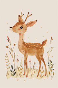 decoração de parede minimalista de animais de veado para bebés boho kids de F. Abderrahim
