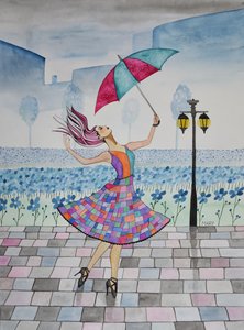 Ela dança à chuva
