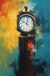 Pintura a óleo abstrata de torre de relógio, impressões de arte em tela, ideias de decoração de parede moderna de F. Abderrahim