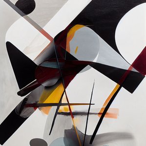 Pincel expressivo, arte de formas abstractas, design criativo, decoração de parede para sala de estar de F. Abderrahim