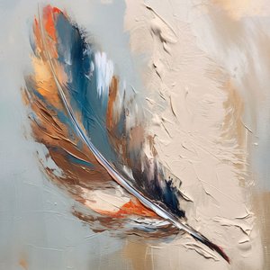 Pena azul dourada abstrata, decoração de parede para sala de estar de F. Abderrahim