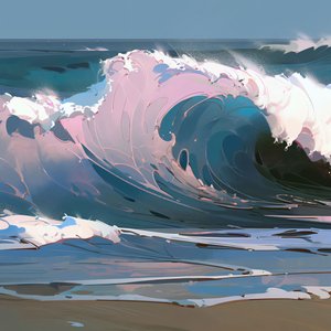 Praia do oceano, belas ondas e água, decoração de parede para o quarto de F. Abderrahim