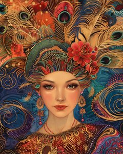 A Gorgeous Woman in the Style of Alex Grey, tela e moldura de parede impressão a pedido de F. Abderrahim