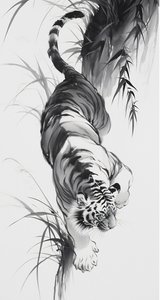 Leopardo na floresta, desenho de esboço, arte japonesa, Impressões personalizadas em tela de F. Abderrahim
