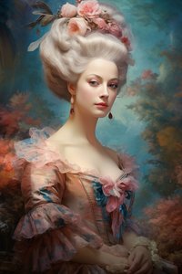 A Duquesa, Retratos Rococó Pinturas a óleo Obras de arte, impressões em tela grande de F. Abderrahim