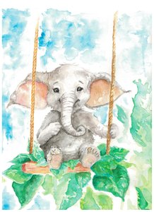Pequeno elefante de baloiço