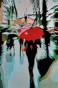 Guarda-chuva vermelho da cidade