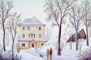 Palácio mensal de Hellbrunn no inverno