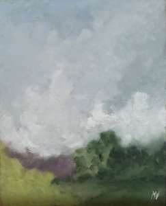 Redemoinho de vento sobre uma sebe de lavanda