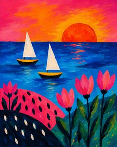 Pôr-do-sol sobre um mar de flores