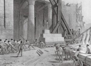 Artesãos fenícios construindo um templo para Salomão (litografia) de A.C. Weatherstone