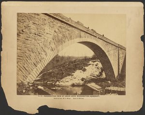 No. 302. Vista em perspetiva do Arco da União, Aqueduto de Washington construído pelo General M.C. Meigs, com uma extensão de 220 pés. [março de 1864].