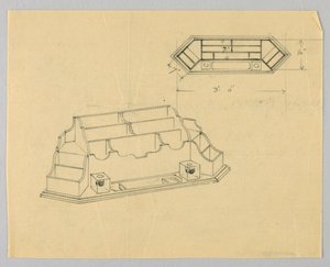 Design para organizador de mesa em plano e elevação