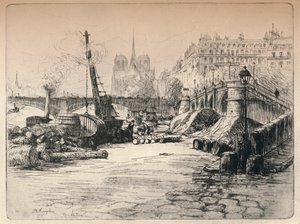Notre-Dame e o Quai de Bethune, 1915 de AR Kempken
