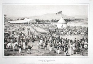 Coroação do General Faustin Soulouque (c.1785-1867) como Imperador do Haiti de A. (after) Hartmann