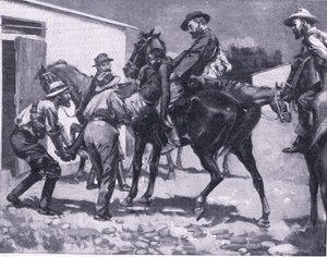 Esaus tenta escapar, de After Pretoria: The Guerilla War publicado por Harmsworth Bros Limited, 1901