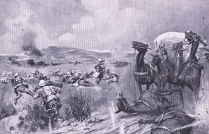 O ataque ao comboio em Buffelspoort, ilustração de After Pretoria: The Guerilla War, 1902