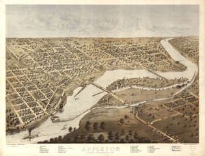 Appleton, Condado de Outagamie, Wisconsin 1867. LOC 73694533 de A.; Chicago Lithographing Co. Ruger
