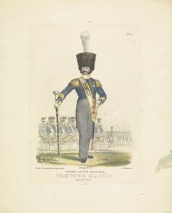 Tambor Major em Uniforme Completo
Tambor principal em uniforme completo, 1820-1825
Infantaria holandesa. Tambor Major em Uniforme Completo (título sobre o objecto)
Fatos militares do Reino dos Países Baixos. Dedicado a Sua Excelência Willem van Bylandt 