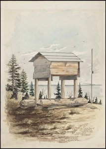 Desenhos que representam o local de enterro de "Cadunce", um índio Chippewa "Medicine Man", uma pintura em areia Navajo e pinturas em pedra Crow de A. Grossman
