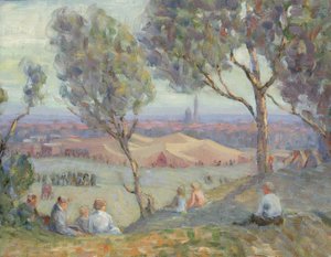 Vista de Arlington Heights, com as tendas Chautaqua e o Washington Monument..., ca. 1922. de A. H. O. Rolle