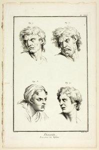 Desenho: Expressões de Emoção (Ódio ou Ciúme, Raiva, Desejo, Dor Física), de Encyclopédie