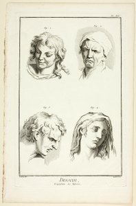 Desenho: Expressões de Emoção (Risos, Choros, Compaixão, Tristeza), da Encyclopédie