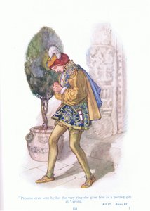 Proteus até enviou por ela o próprio anel que ela lhe deu como presente de despedida em Verona (Two Gentlemen of Verona), de Tales from Shakespeare pub. por Ward Lock & Co Ltd