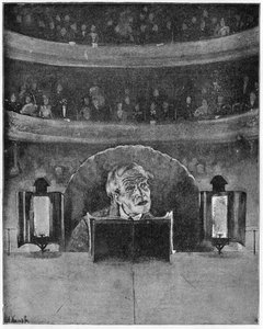 Como um ator vê sua audiência e o prompter, c.1890 de A. Kamak