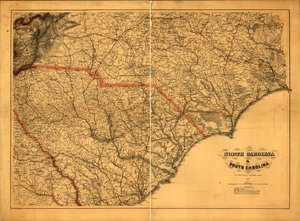 633.600. Mapas da Guerra Civil de LC (2ª ed.), 305a.4 Mapa geral. As autoridades usadas na confecção do mapa estão listadas abaixo do título. Nomes de estados, limites e ferrovias são impressos em vermelho. Descrição derivada de bibliografia publicada. Dis de A. Lindenkohl