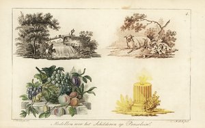 Padrões para pintura em porcelana: paisagens, frutas, vela