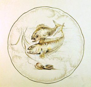 Projeto Wedgwood para um prato, c.1880 (aquarela sobre papel) de A. Proudlove