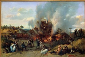 Desastre ferroviário em Bellevue na linha férrea de Versalhes 8/05/1842 Pintura por A. Provost (ativo 1834-1855) 1842 Sceaux, musee de l