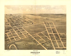 Vista aérea de Brookfield, Linn Co., Missouri, 1869. LOC 73693470