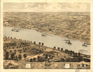 Vista aérea de Jefferson City, a capital do Missouri, 1869. LOC 73693479 de A. Ruger
