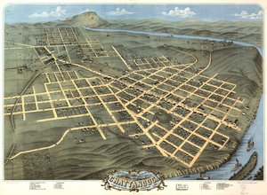 	Vista aérea da cidade de Chattanooga, Condado de Hamilton, Tennessee 1871.