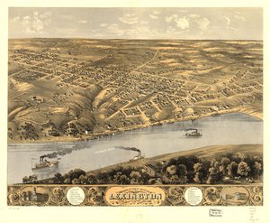 Vista aérea da cidade de Lexington, Lafayette Co., Missouri, 1869. LOC 73693481
