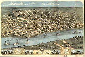 Vista de pássaro da cidade de Little Rock, a capital do Arkansas 1871.