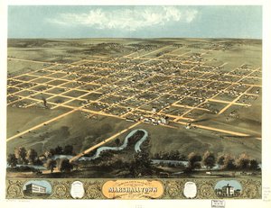 Vista aérea da cidade de Marshalltown, Marshall Co., Iowa 1868. LOC 73693402 de A. Ruger