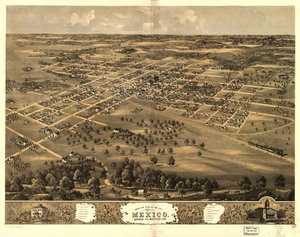 Vista aérea da cidade de Mexico, Audrian Co., Missouri 1869. LOC 73693484
