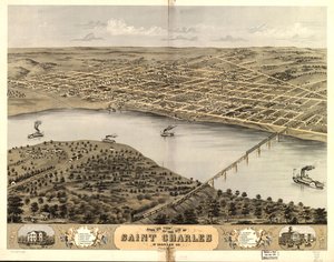 Vista aérea da cidade de Saint Charles, St. Charles Co., Missouri 1869. LOC 73693488 de A. Ruger
