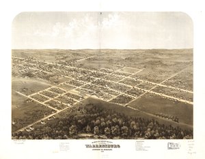 Vista aérea da cidade de Warrensburg, Johnson Co., Missouri, 1869. LOC 73693492 de A. Ruger
