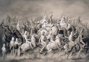 Chir Singh, Maharajah dos Sikhs e Rei do Punjab com a sua comitiva de caça perto de Lahore, 1859